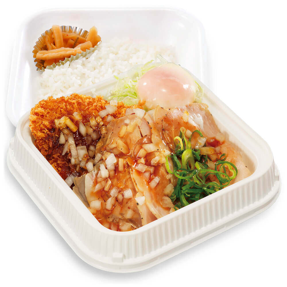 とんかつ専門店「かつや」の『(温たま付）ローストポークとロースカツの合い盛り弁当』