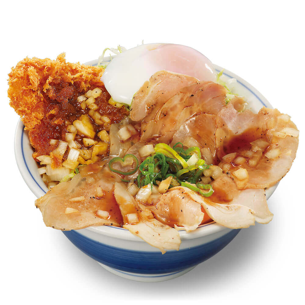とんかつ専門店「かつや」の『(温たま付)ローストポークとロースカツの合い盛り丼』