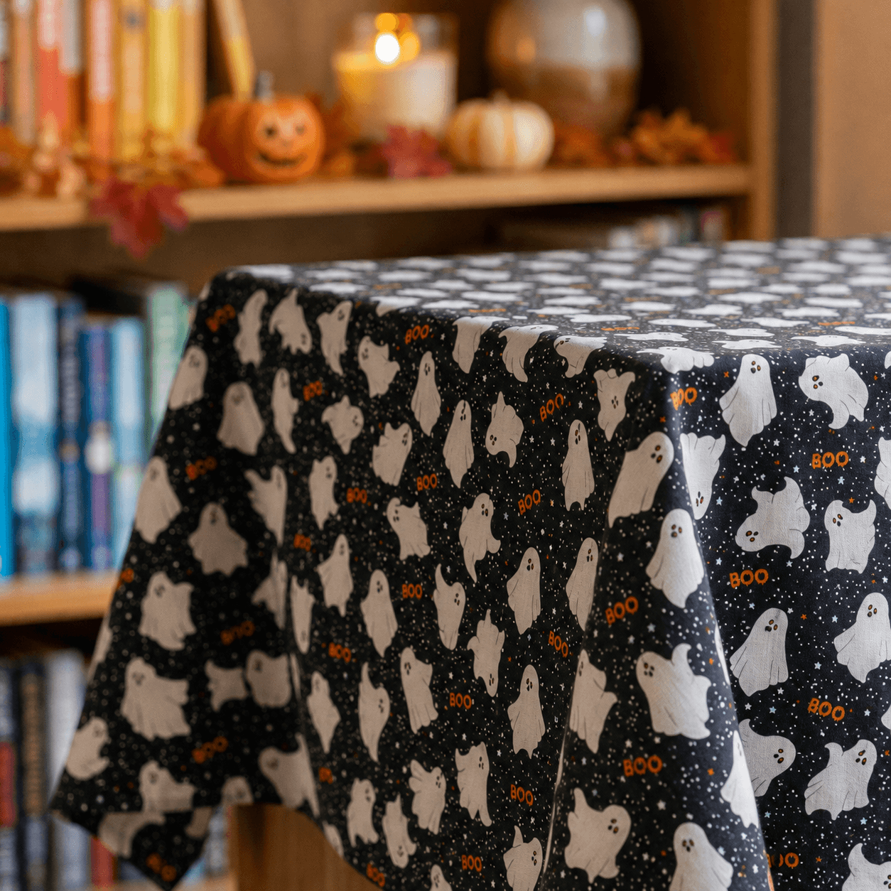 Flying Tiger Copenhagen(フライングタイガー)の『黒猫とおばけのハロウィン』シリーズ-テーブルクロス