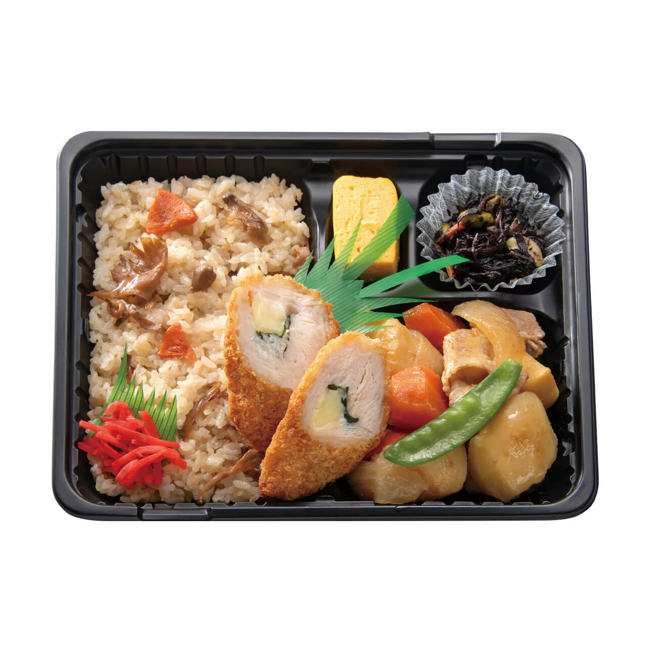 ベントスの『舞茸ご飯＆肉じゃが弁当（ささみチーズカツ）』