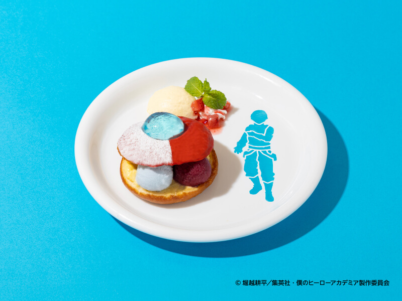 僕のヒーローアカデミアカフェーWE ARE HERO HOLICSーの『【轟焦凍】ソルトアイス&カシスシャーベットドーナツ』