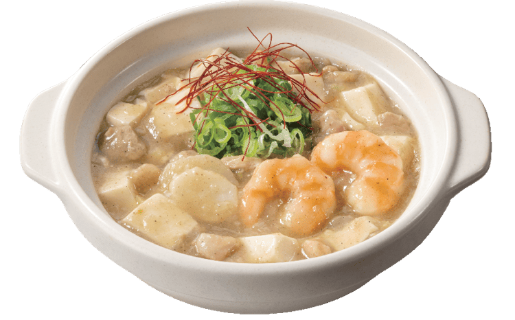 バーミヤンの『コク旨!白い麻婆豆腐~海老・中華クワイ・山芋入り~』