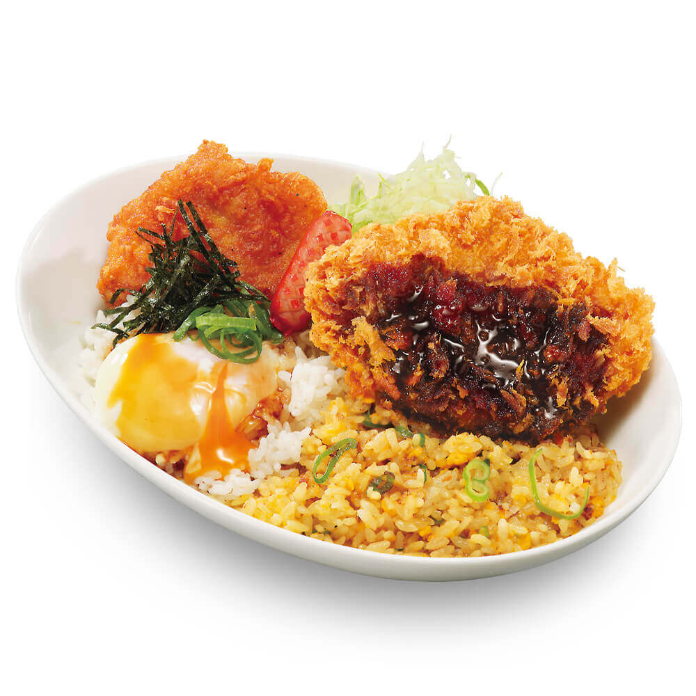 かつやの『チャーハンとテリたま混ぜご飯の欲張り飯』