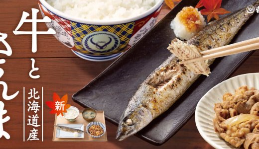吉野家にて『牛さんま定食』が10月8日(木) 11:00より発売！秋の味覚「北海道産さんま」を牛小鉢と一緒に