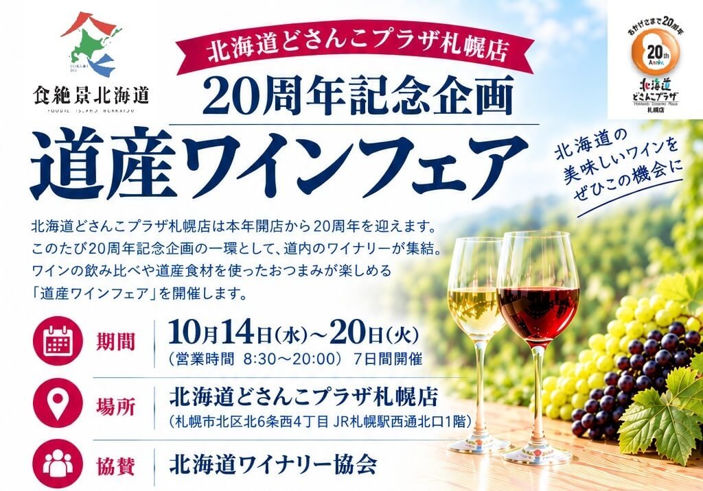 北海道どさんこプラザ札幌店の『道産ワインフェア』