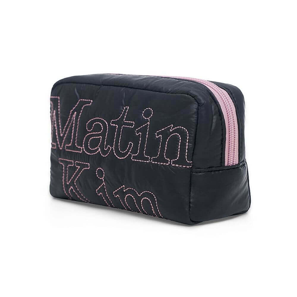 Matin Kimの『OGO STITCH PADDED POUCH & MIRROR KEYRING(BLACK/SILVER)』