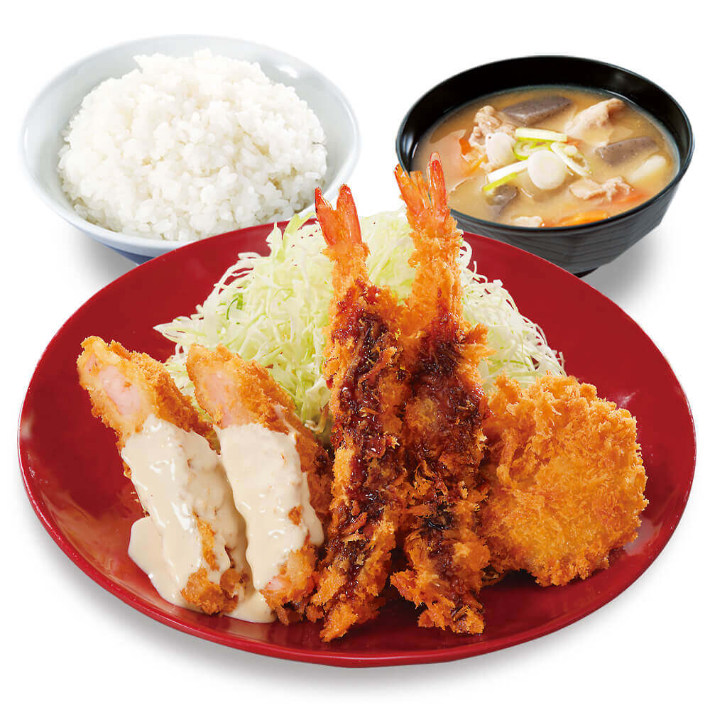 かつやの『海老トリプル定食』
